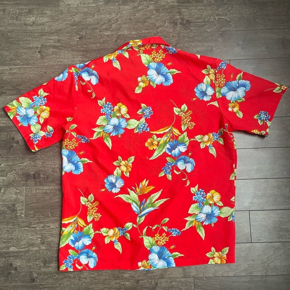 Vintage Floral Hawaiian Shirt Aikane Hawaii Red Women’s Large - Picture 2 of 3